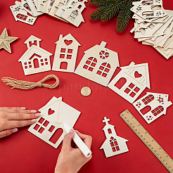 42Pcs Christmas Wood House Pendant Decorations&nbsp;DIY-PH00035-58