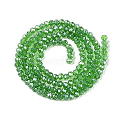 電気メッキガラスビーズセット  パール光沢メッキ  多面カット  ロンデル  ライムグリーン  2.9~3.3x2mm  穴：0.8mm  約135~140個/連  32~34cm&nbsp;EGLA-A044-T2mm-A11