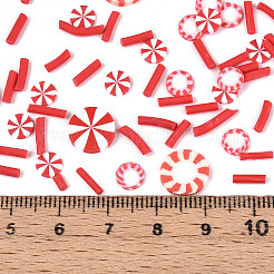 クリスマスの手作りポリマー粘土カボション  混合図形  レッド  5~17x2~10x0.3~2mm&nbsp;CLAY-N013-03