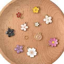 132本合金エナメルペンダント  さくらの花  200個の真鍮製オープン丸カン付き  ミックスカラー  14x12x2mm  穴：1.5mm&nbsp;DIY-FS0009-12