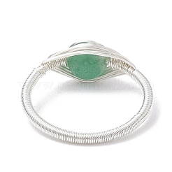 Horse Eye Natural Green Aventurine & Tiger Eye & Amethyst & Rose Quartz & Synthetic Turquoise Finger Rings&nbsp;RJEW-JR00842-02