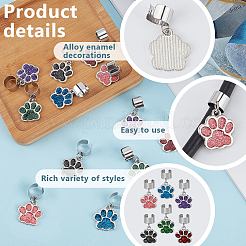 12Pcs 6 Colors Paw Print Alloy Enamel Stethoscope Pendant Decorations&nbsp;HJEW-OC00055
