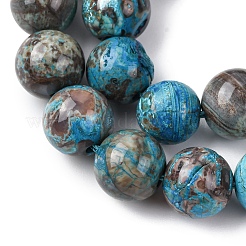 Dyed Natural Ocean Agate/Ocean Jasper Round Beads Strands&nbsp;G-E331-30A
