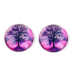 Half Round/Dome Tree Pattern Glass Flatback Cabochons for DIY Projects&nbsp;GGLA-Q037-25mm-M28-07