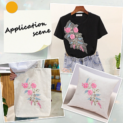 ポリエステル刺繍レース布パッチ  花  ミシンアクセサリー  スパンコール付き  ショッキングピンク  345x155x9mm&nbsp;AJEW-WH20070-078