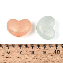 明るい透明なアクリルビーズ  ハート  暗闇で光る  金粉付き  ミックスカラー  16x21x10.5mm  穴：2.2mm  約210個/500g&nbsp;OACR-N154-03
