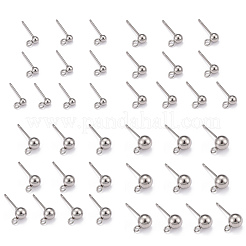 Non-Tarnish 40Pcs 4 Styles 202 Stainless Steel Ball Stud Earring Findings&nbsp;STAS-LS0001-13P