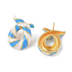 Brass with Enamel Twist Stud Earrings for Women&nbsp;EJEW-Q389-02G-05