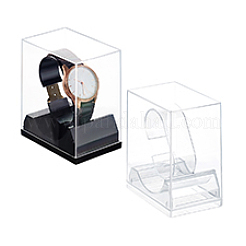 2Pcs 2 Colors Rectangle Plastic Single Watch Display Cases&nbsp;CON-PH0003-15