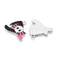 ハロウィーンをテーマにした合金とエナメルのペンダント  カドミウムフリー＆鉛フリー  プラチナ  帽子  20x24x1mm  穴：1.8mm&nbsp;ENAM-T021-31G-01P