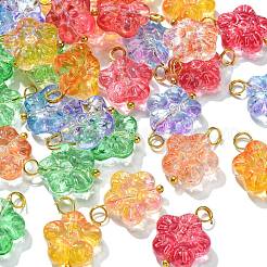30個5色手作りランプワークチャーム  金色の304ステンレススチールループ付き  梅の花のチャーム  ミックスカラー  18x12.5x5mm  穴：3mm  6個/カラー&nbsp;PALLOY-CJ0002-66
