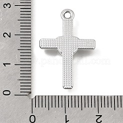 UVメッキ合金クリスタルラインストーンペンダント  ハートチャーム付きクロス  プラチナ  27x7.5x2mm  穴：1.8mm&nbsp;RB-CBAD37D-10P