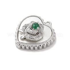 Brass Micro Pave Clear Cubic Zirconia Pendants&nbsp;KK-Z073-27P