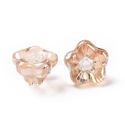 電気メッキガラスビーズ  朝顔  ゴールデンロッド  8.5x8x5.5mm  穴：1mm&nbsp;EGLA-I012-A04