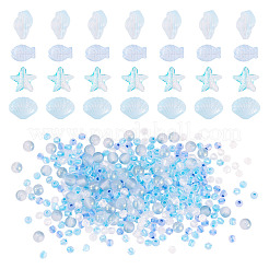 89G 6 Styles Transparent Spray Paint Glass Beads&nbsp;GLAA-TA0003-52A