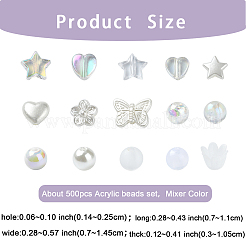 DIYジュエリー作成キット  アクリルビーズ入り  ABSプラスチックパール調ビーズ  ミックスカラー  7.5~11x8~14.5x3~8mm  穴：1.4~2.5mm&nbsp;DIY-YW0009-77