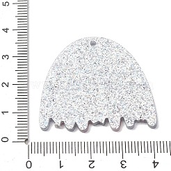 独立記念日プリント入り透明アクリルパーツ  グリッターパウダー付き  レインボーチャーム  33x38x2.2mm  穴：1.7mm&nbsp;OACR-B055-02E