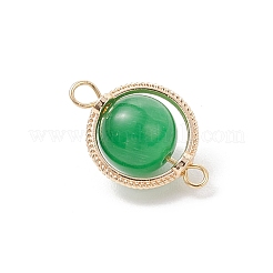 Brass Cat Eye Round Connector Charms&nbsp;PALLOY-JF04277