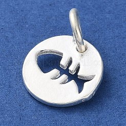 丸カン付きスターリングシルバー中空魚チャーム925個  銀  10x1mm  穴：3.8mm&nbsp;LS-STER-E071-01S-08