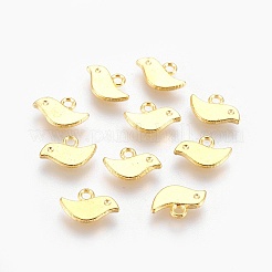 チベット風合金チャーム  カドミウムフリー＆ニッケルフリー＆鉛フリー  鳥  ゴールドカラー  7x11x1mm  穴：1mm&nbsp;TIBEP-A18898-G-FF