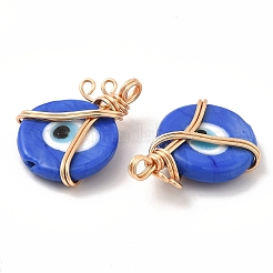 Wire Wrapped Handmade Lampwork Pendants&nbsp;KK-E076-03G-03