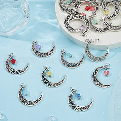 32Pcs 8 Colors Tibetan Style Alloy Pendants&nbsp;PALLOY-DC00016