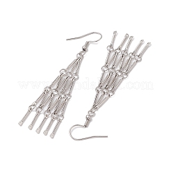 304ステンレススチールリンクバーダングルイヤリング  タッセルピアス  ステンレス鋼色  70x12mm&nbsp;EJEW-JE05966-02