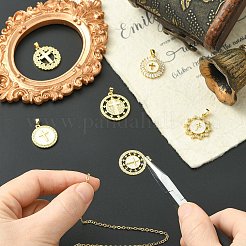 6Pcs 6 Styles Brass Micro Pave Cubic Zirconia Pendants&nbsp;KK-CJ0004-11