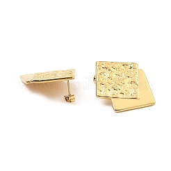 女性用304ステンレススチールスタッドピアス  織り目加工のロンバス  18KGP本金メッキ  37x30mm&nbsp;EJEW-E291-08G