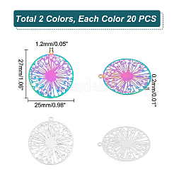 40Pcs 2 Colors 201 Stainless Steel Filigree Pendants&nbsp;STAS-UN0042-08