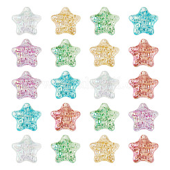 20 個の UV メッキ透明アクリルビーズ  スター  虹色の  ミックスカラー  18x19x10mm  穴：2mm&nbsp;OACR-TA0001-67