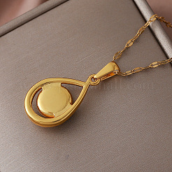 Vintage 304 Stainless Steel & Dyed Synthetic Turquoise Teardrop Pendant Necklaces for Women&nbsp;IA9439