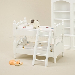 木製子供用二段ベッドミニチュア装飾品  マイクロランドスケープホームドールハウス寝室の家具アクセサリー  ふり小道具の装飾  ホワイト  137x81x120mm&nbsp;PW-WG88645-01