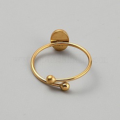 Stainless Steel with Synthesis Gemstone Adjustable Cuff Rings&nbsp;RJEW-WH0021-09C