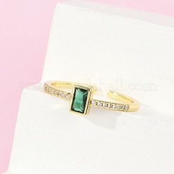 Brass Micro Pave Cubic Zirconia Cuff Rings&nbsp;RJEW-S400-16B-G