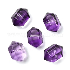 染色・加熱された透明ガラスビーズ  天然石風  弾丸  多面カット  ミックスカラー  19.5x12x13mm  穴：1.4mm&nbsp;GLAA-F132-01