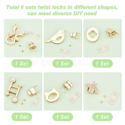 6スタイルの亜鉛合金ツイストバッグロック財布キャッチ留め金  DIYバッグ財布ハードウェアアクセサリー用  混合図形  ミックスカラー&nbsp;FIND-PH0007-30