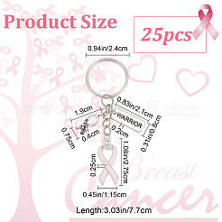 Pink Breast Cancer Awareness Ribbon Alloy Enamel Pendant Keychain&nbsp;KEYC-AB00001