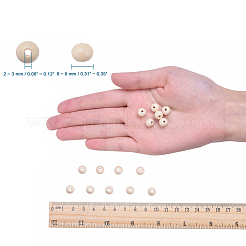 丸い天然木ビーズ  染め  無鉛の  レモンシフォン  7~8x8~9mm  穴：2~3mm&nbsp;X-WOOD-Q017-8mm-06-LF