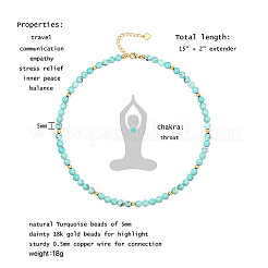 Bohemian 5mm Natural Turquoise Round Beaded Necklaces for Women&nbsp;MF9684-1