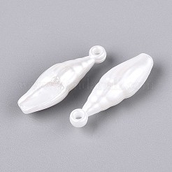 ABSプラスチックパール調ペンダント  シェル形状  乳白色  30x9x9mm  穴：2mm  約515個/500g&nbsp;KY-T041-09