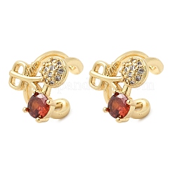 Cherry Brass Micro Pave Cubic Zirconia Cuff Earrings&nbsp;LS-EJEW-C186-13G