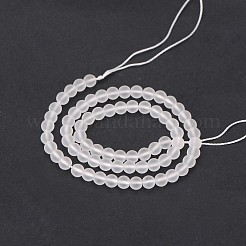 Frosted Natural Quartz Crystal Round Beads Strands&nbsp;G-N0151-09-6mm