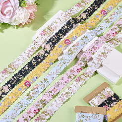 2Sets 2 Colors  Polyester Flower Printed Ribbon&nbsp;OCOR-TA0002-65