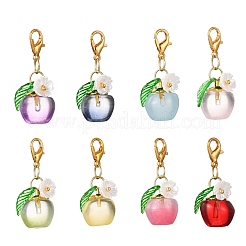 8Pcs Transparent Glass Apple Pendant Decorations&nbsp;HJEW-JM04216