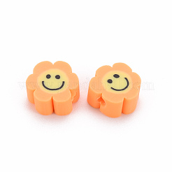 手作り樹脂粘土ビーズ  笑顔の花  砂茶色  9~10x8~9x4~5mm  穴：1.4~1.6mm&nbsp;CLAY-N011-011C