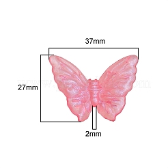 5個の蓄光アクリルビーズ  グリッターパウダー付き  暗闇で光る  蝶  ミックスカラー  27x37mm  穴：2mm&nbsp;PW-WG6B35B-01
