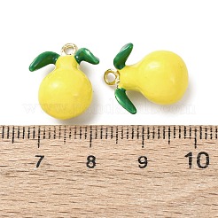 合金エナメルチャーム  ラックめっき  ゴールドカラー  フルーツのチャーム  梨  17.5x13.5x9.5mm  穴：1.6mm&nbsp;ENAM-K076-24B-01