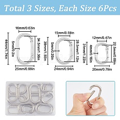 18個3スタイル亜鉛合金スプリングゲートリング  オーバル  プラチナ  31~44x20~25x4~5mm  6個/スタイル&nbsp;FIND-SP0001-13