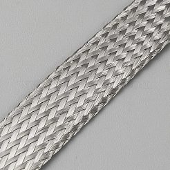 304ステンレス鋼平編組線  フレキシブルシールド接地金網  ステンレス鋼色  1.5x0.15cm&nbsp;FIND-WH0139-405P-01